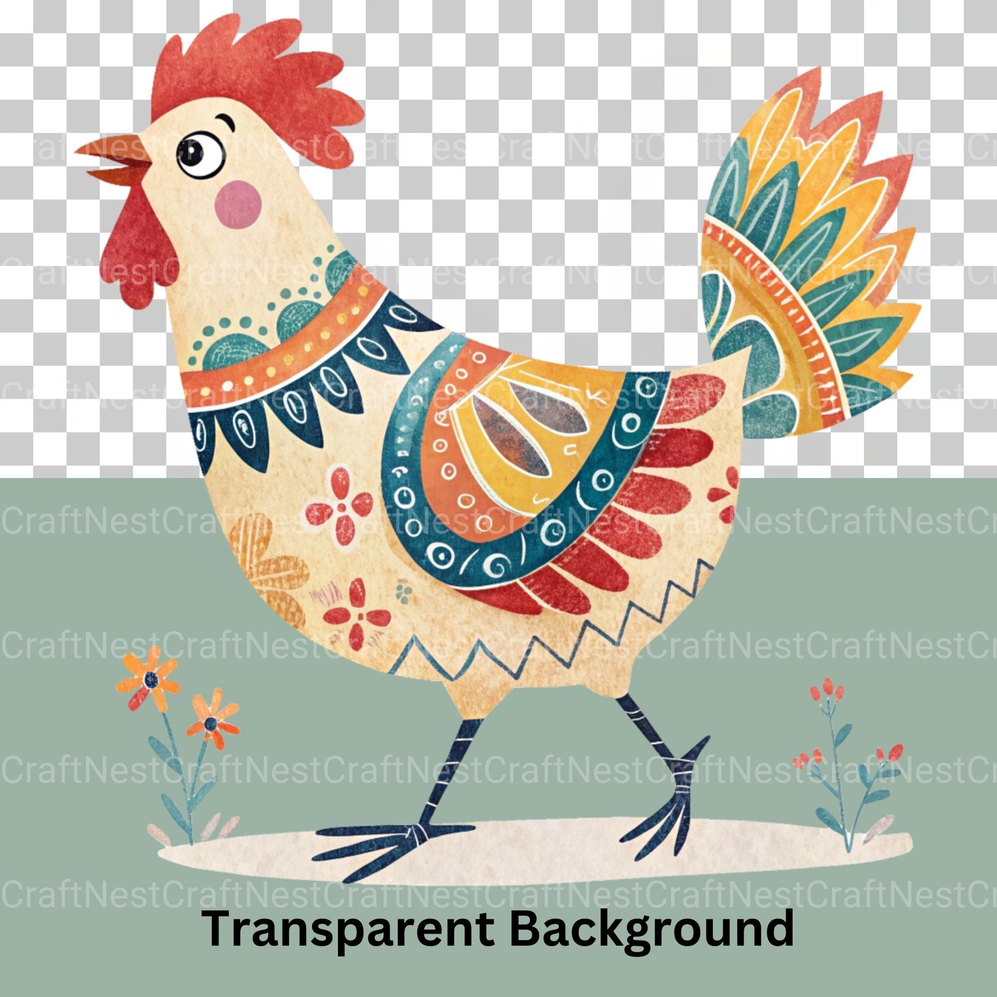 Boho Chickens Clipart Bundle - CraftNest - Digital Crafting and Art