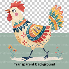 Boho Chickens Clipart Bundle - CraftNest - Digital Crafting and Art