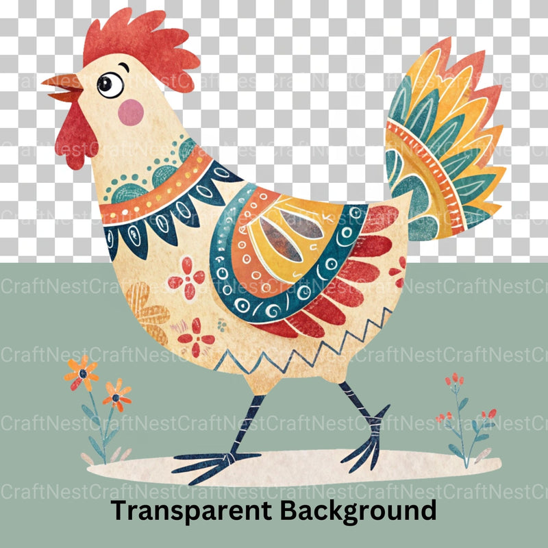 Boho Chickens Clipart Bundle - CraftNest - Digital Crafting and Art