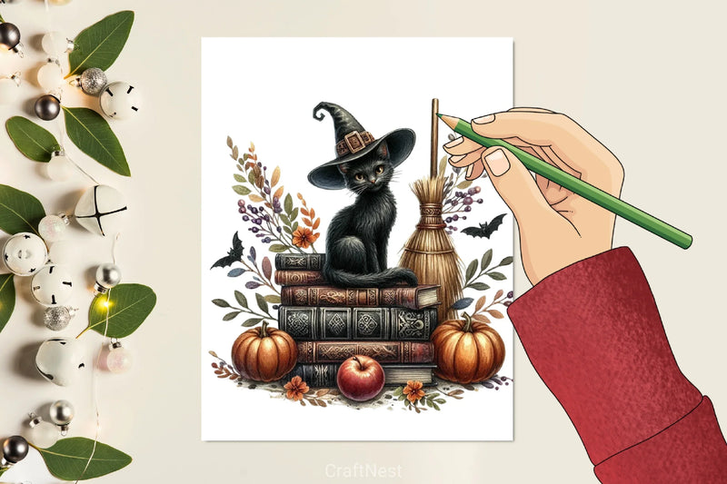 Halloween Black Cat Clipart Bundle - CraftNest - Digital Crafting and Art