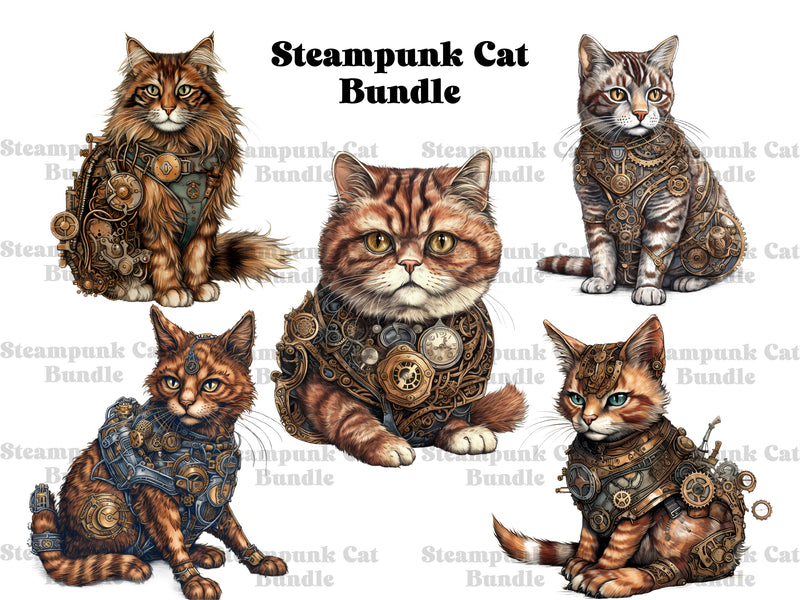 Steampunk Cats Clipart - CraftNest