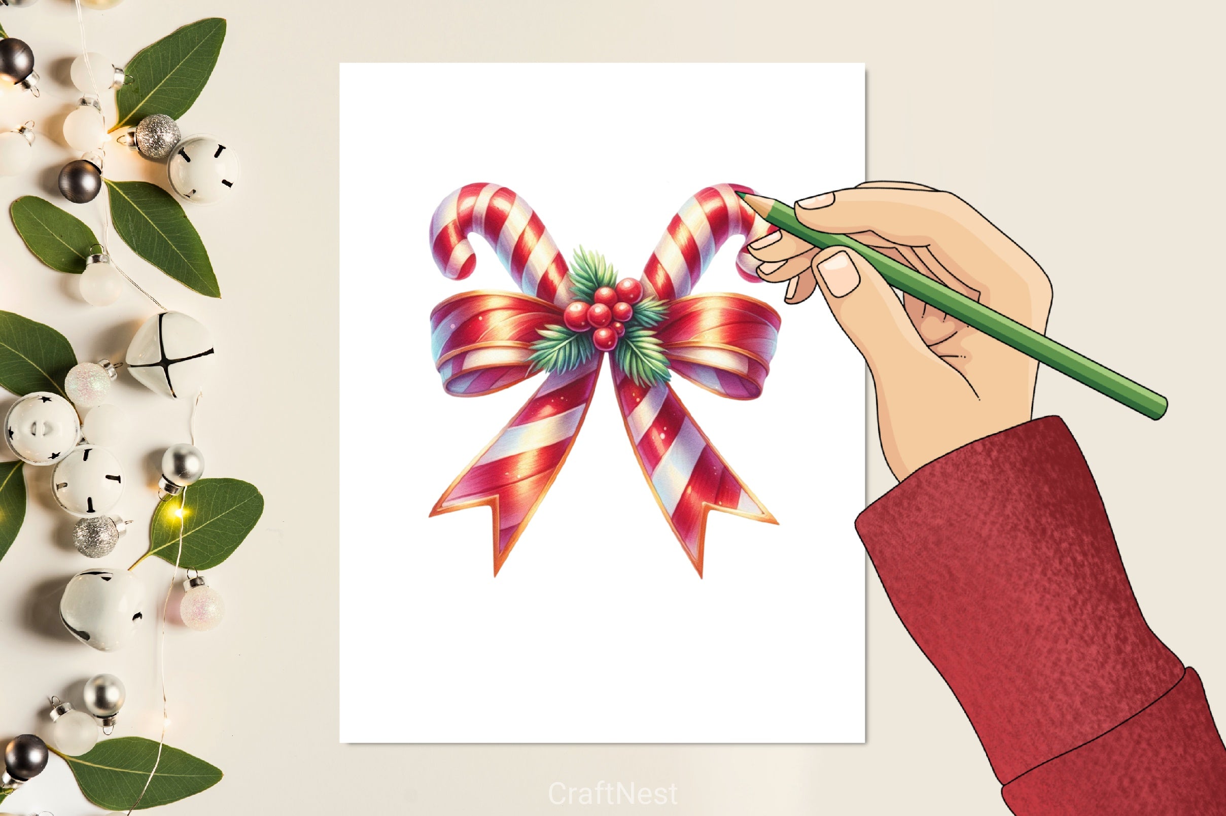 Christmas Candy Bow Clipart Bundle - CraftNest - Digital Crafting and Art