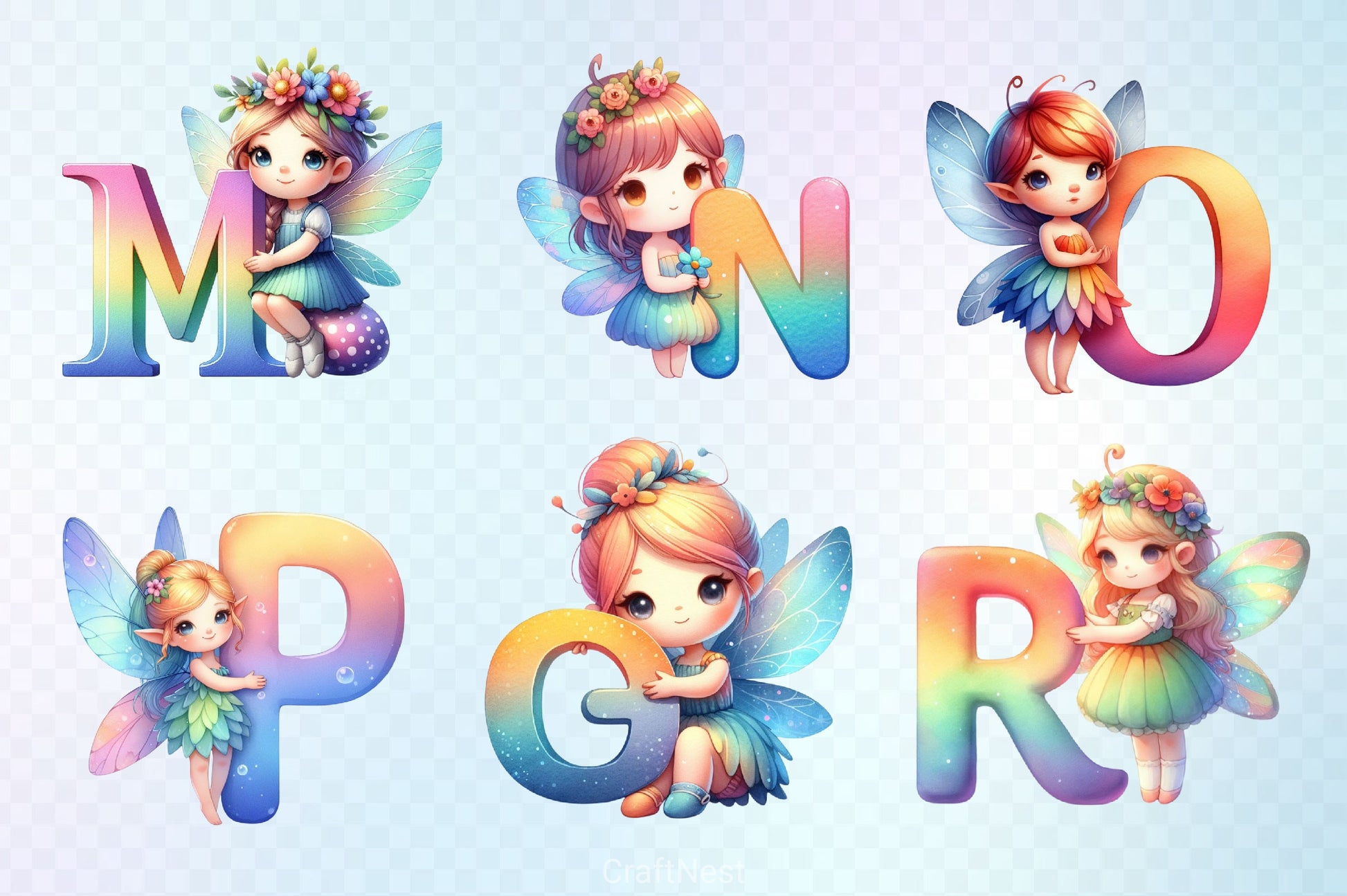 Cute Fairy Alphabet Clipart Bundle - CraftNest - Digital Crafting and Art