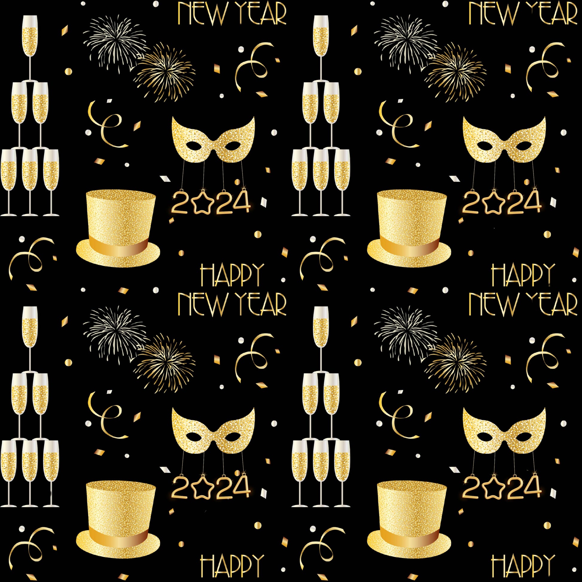 Happy New Year 2024 Seamless Digital Paper - CraftNest - Digital Crafting and Art