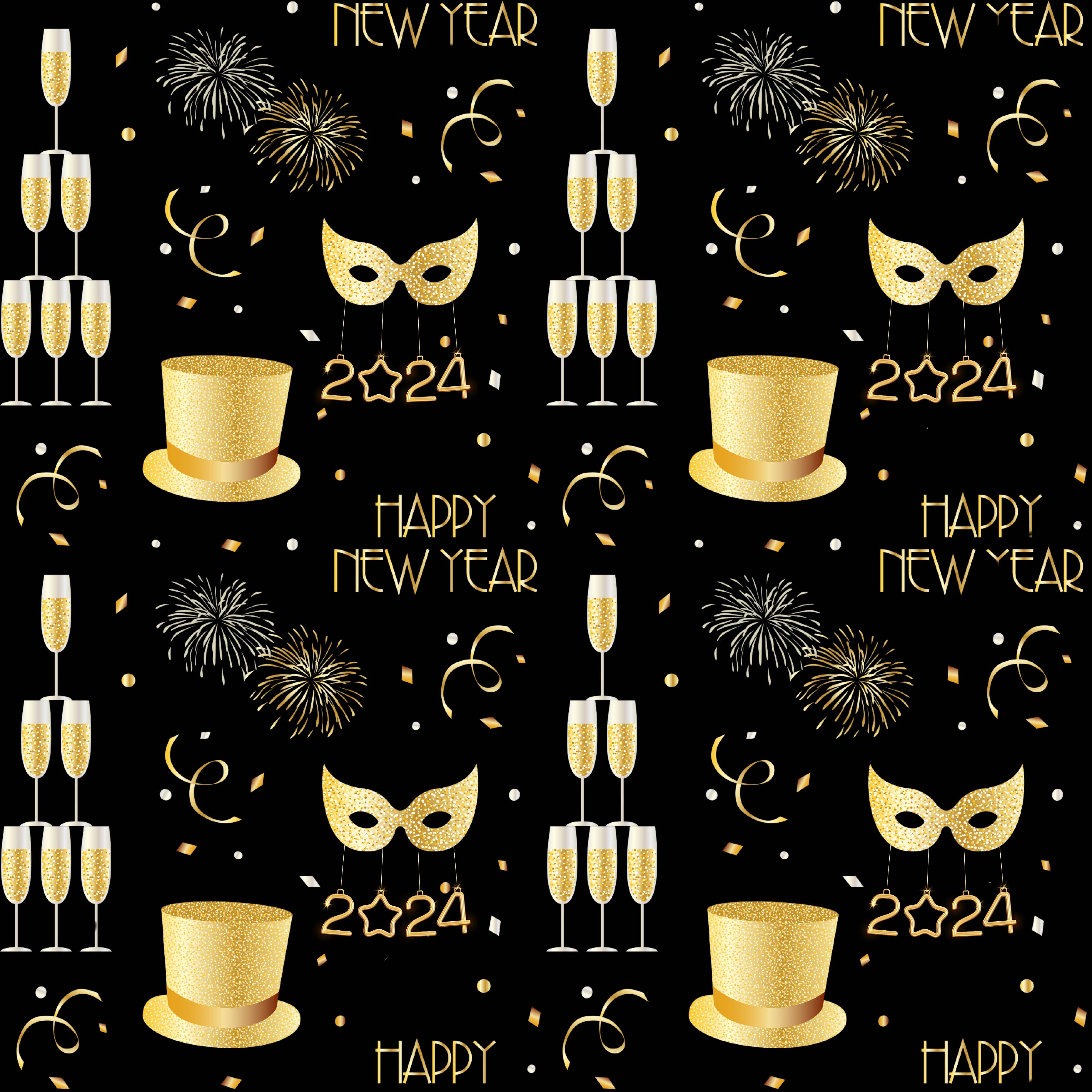 Happy New Year 2024 Seamless Digital Paper - CraftNest - Digital Crafting and Art