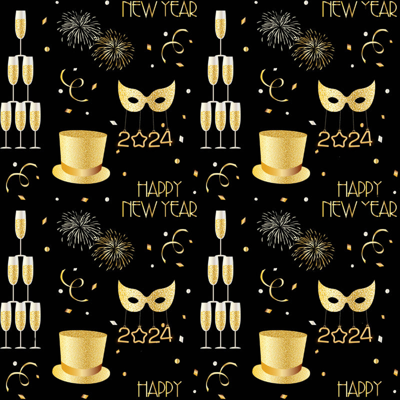 Happy New Year 2024 Seamless Digital Paper - CraftNest - Digital Crafting and Art