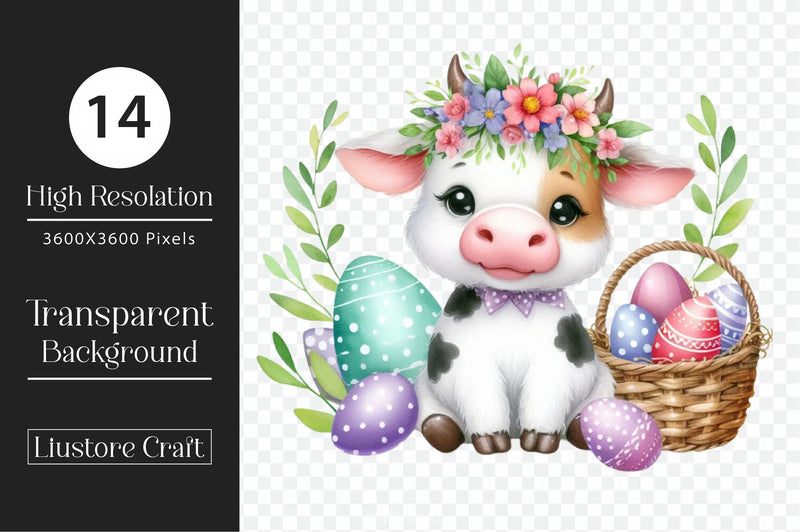Easter Cow Clipart Bundle 3 - CraftNest - Digital Crafting and Art