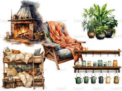 Cozy Interiors Clipart - CraftNest