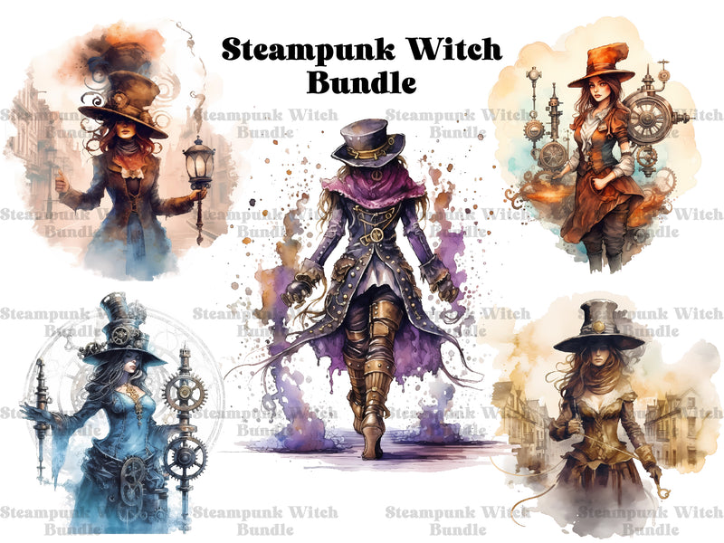 Steampunk Witches Clipart - CraftNest