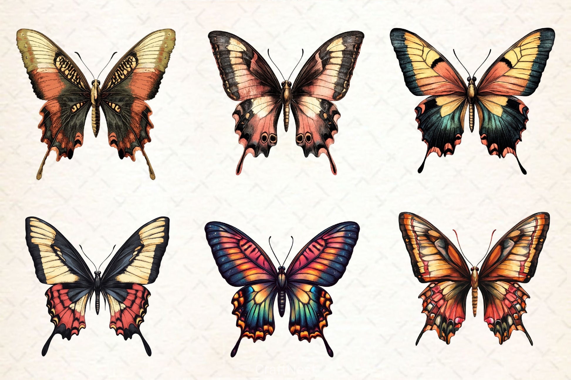 Vintage Butterfly Clipart Bundle - CraftNest - Digital Crafting and Art