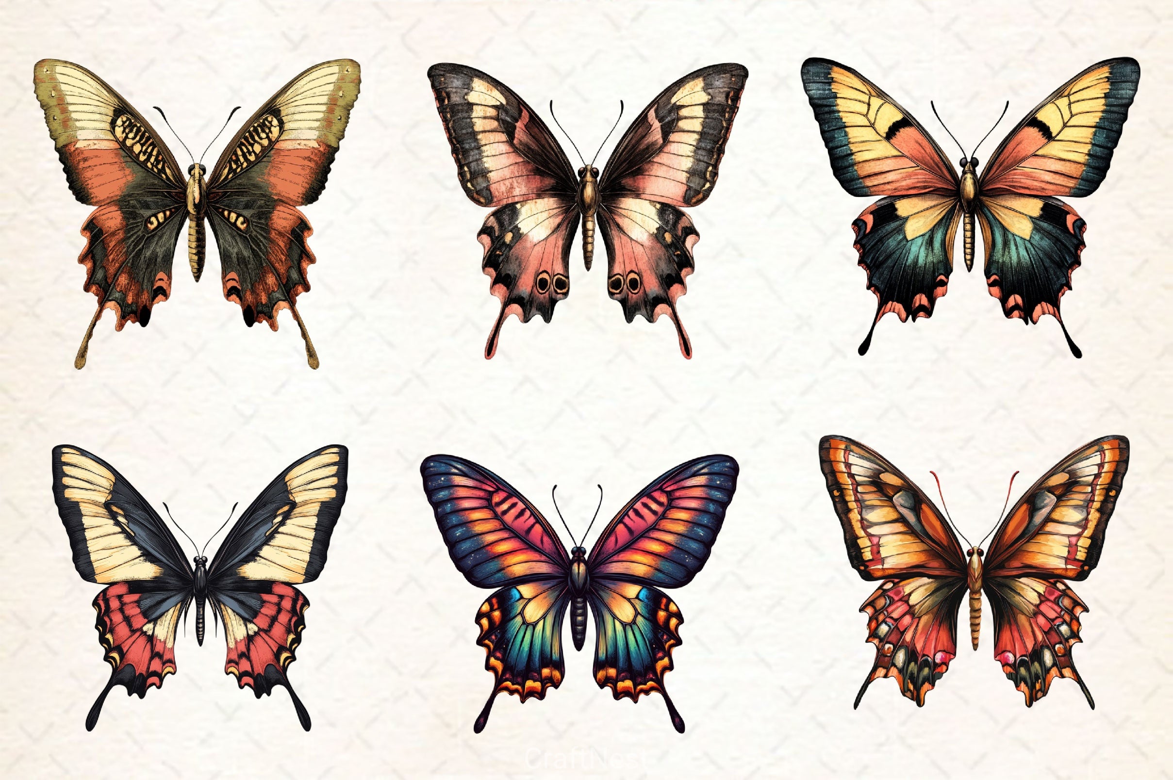 Vintage Butterfly Clipart Bundle - CraftNest - Digital Crafting and Art