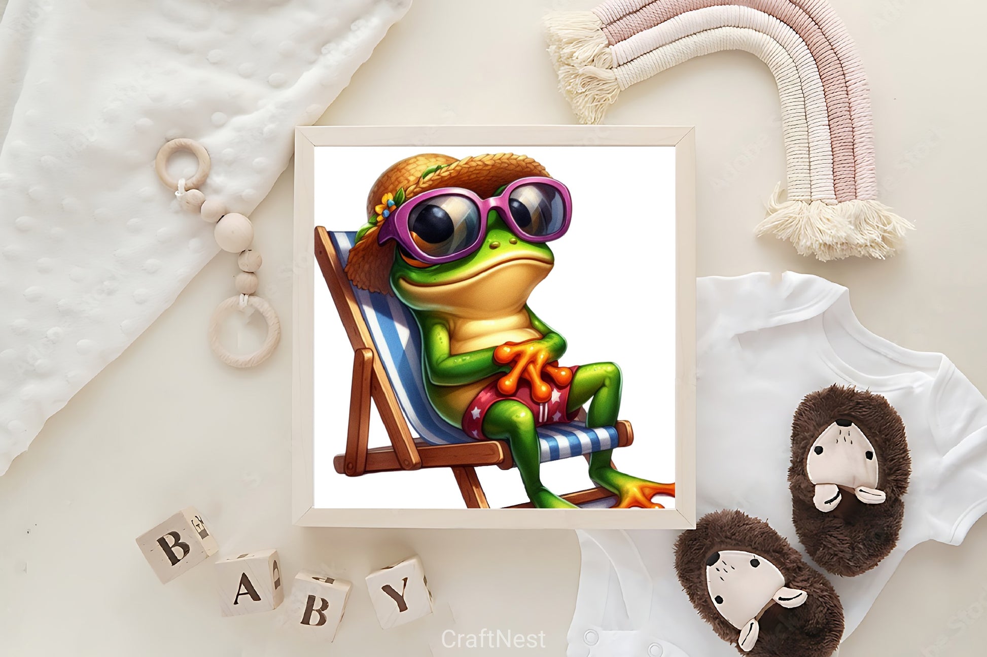 Cute Frog Beach Clipart Bundle - CraftNest - Digital Crafting and Art
