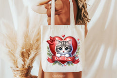 Love You Cat Valentine's Day Clipart Bundle 5 - CraftNest - Digital Crafting and Art