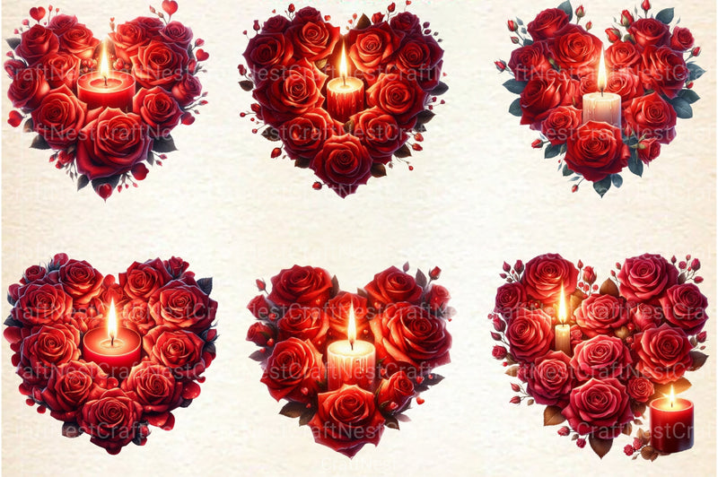 Valentine's Day Roses Heart Clipart Bundle - CraftNest - Digital Crafting and Art