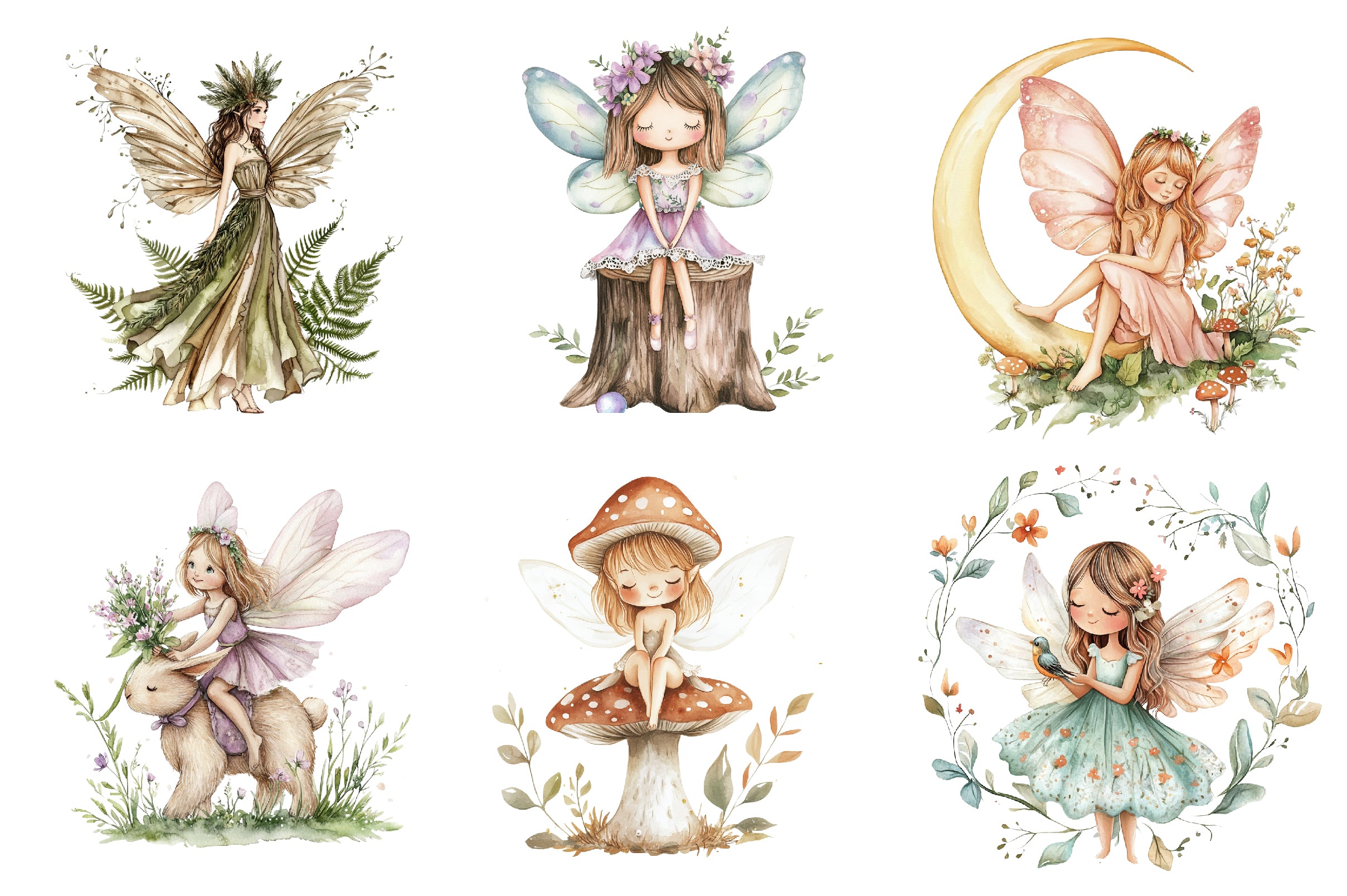 Boho Woodland Fairy Clipart Bundle - CraftNest - Digital Crafting and Art