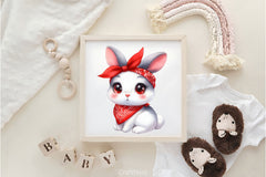 Cute Bunny Red Bandana Clipart Bundle - CraftNest - Digital Crafting and Art