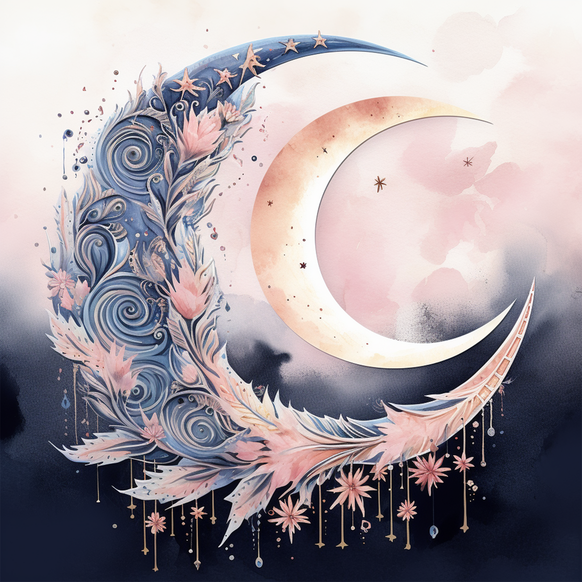 Moon Boho Seamless Digital Paper - CraftNest - Digital Crafting and Art