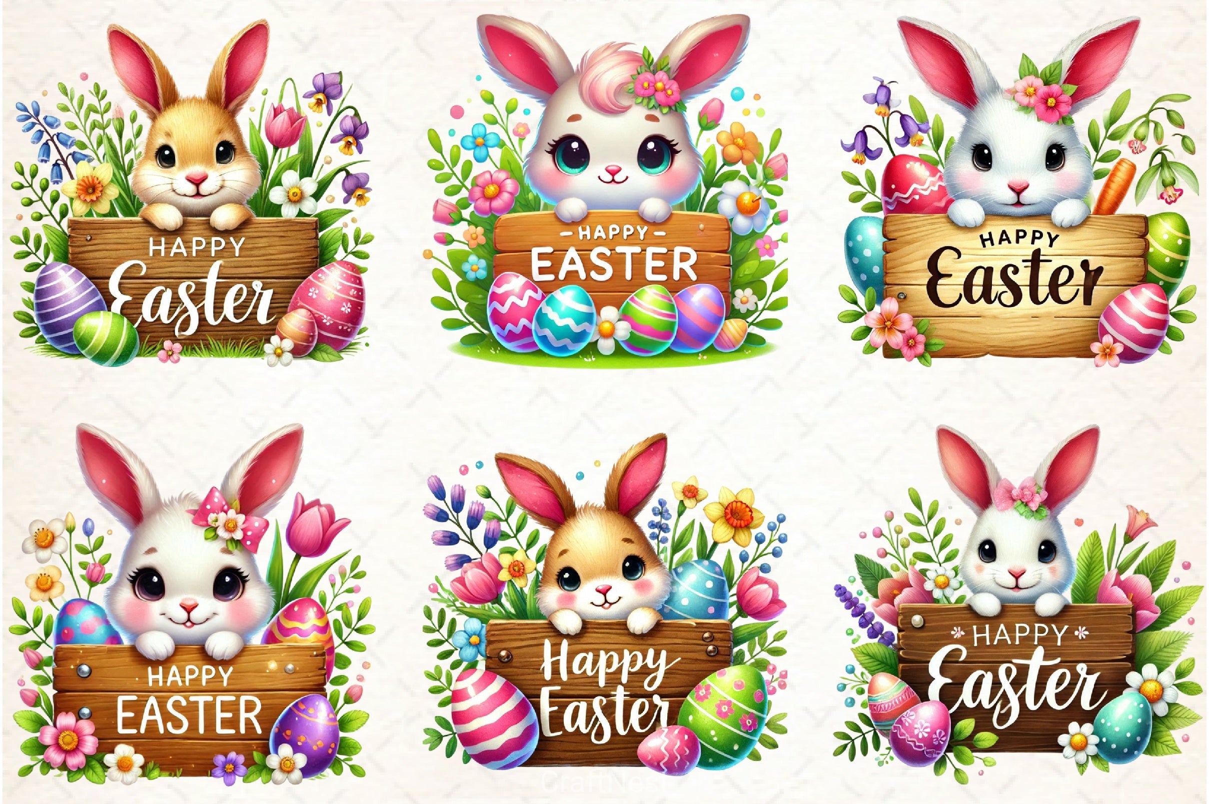 Easter Wooden Sign Clipart Bundle - CraftNest - Digital Crafting and Art