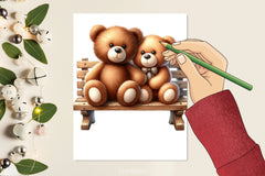 Teddy Bears Bench Clipart Bundle - CraftNest - Digital Crafting and Art