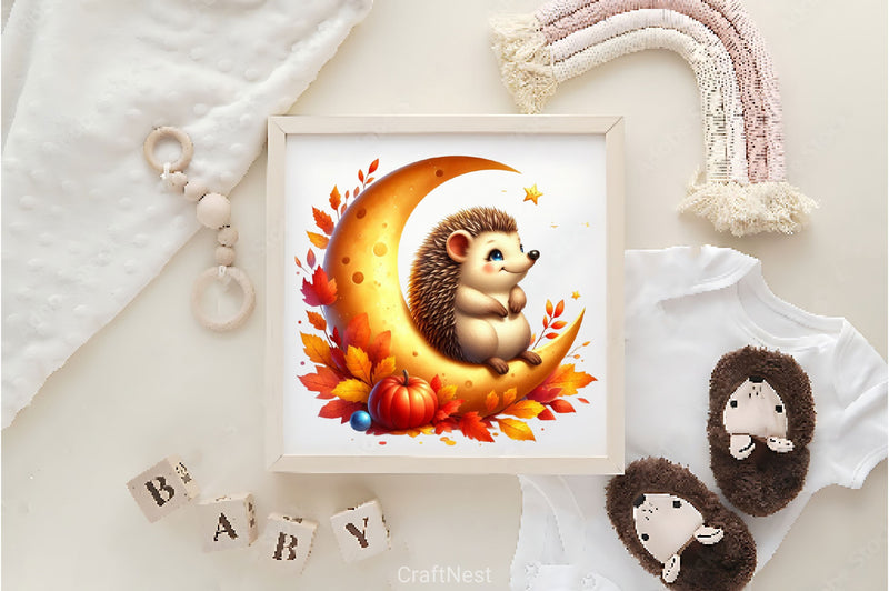 Autumn Funny Hedgehog Clipart Bundle 2 - CraftNest - Digital Crafting and Art