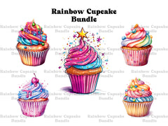 Rainbow Cupcakes Clipart - CraftNest