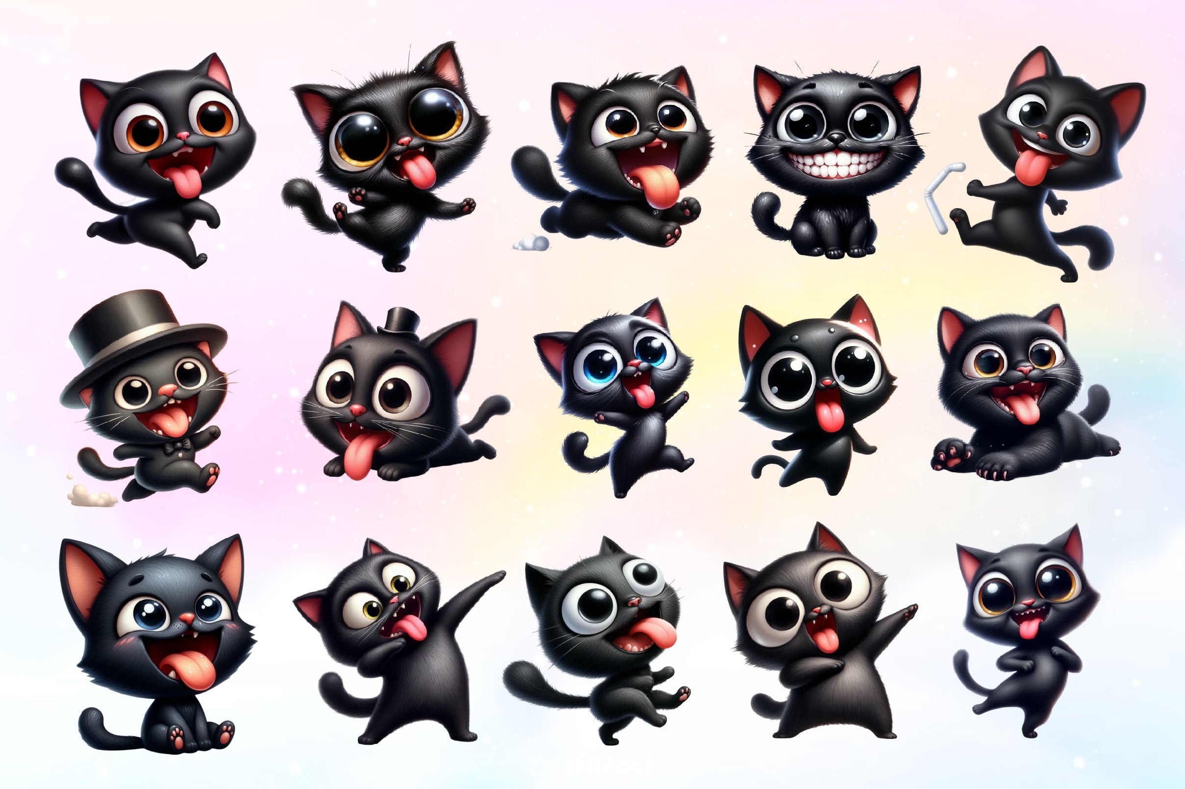 Funny Black Cats Clipart Bundle 2 - CraftNest - Digital Crafting and Art