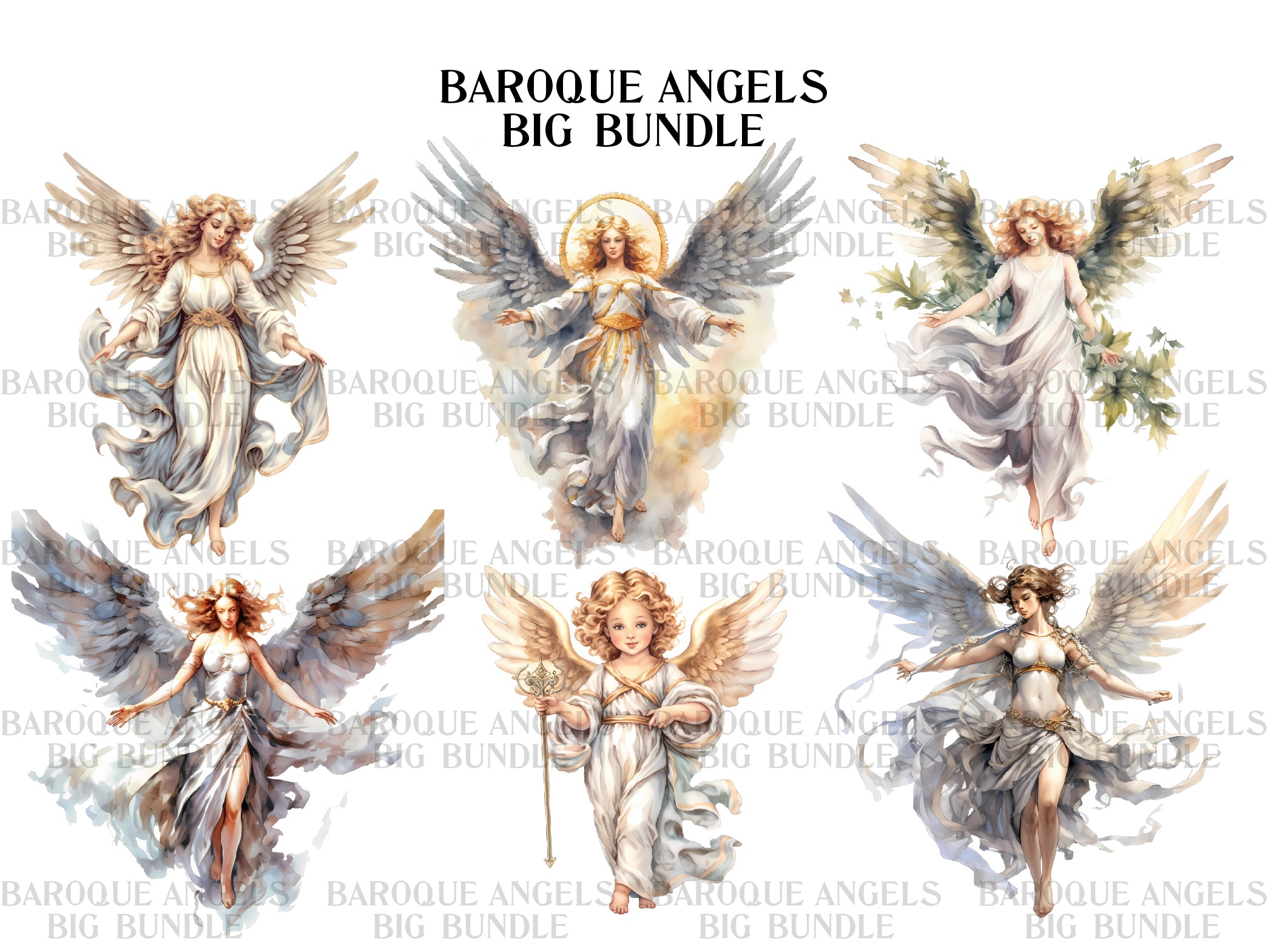 Baroque Angels Clipart - CraftNest