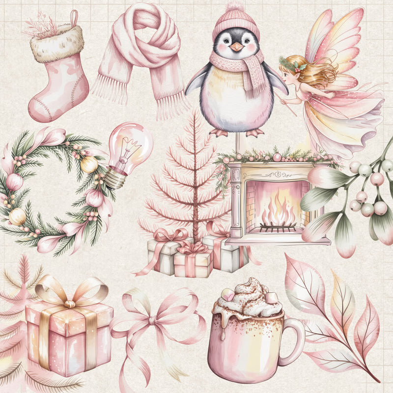 Pastel Pink Christmas Clipart - CraftNest - Digital Crafting and Art