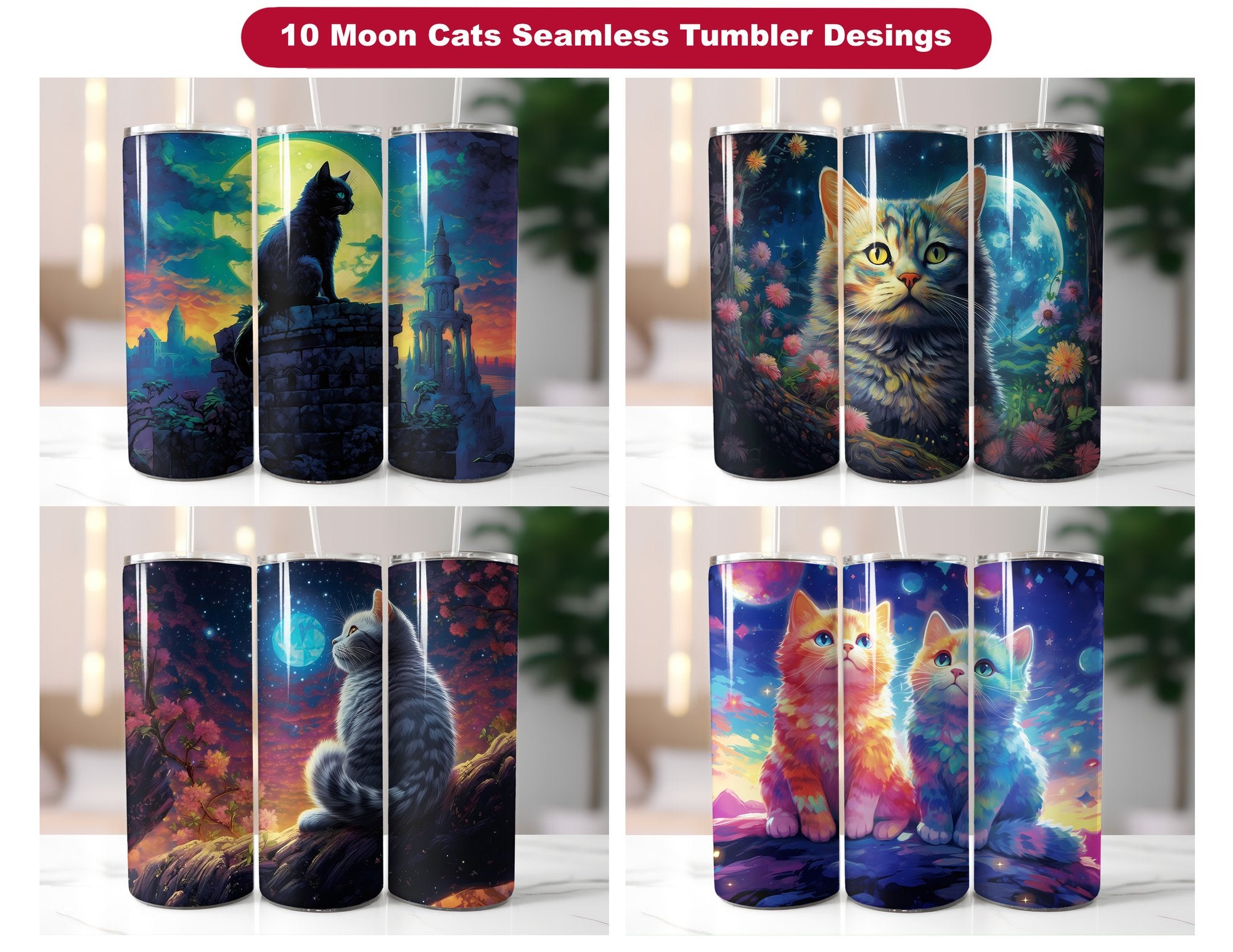 Moon Cats Tumbler Wrap - CraftNest