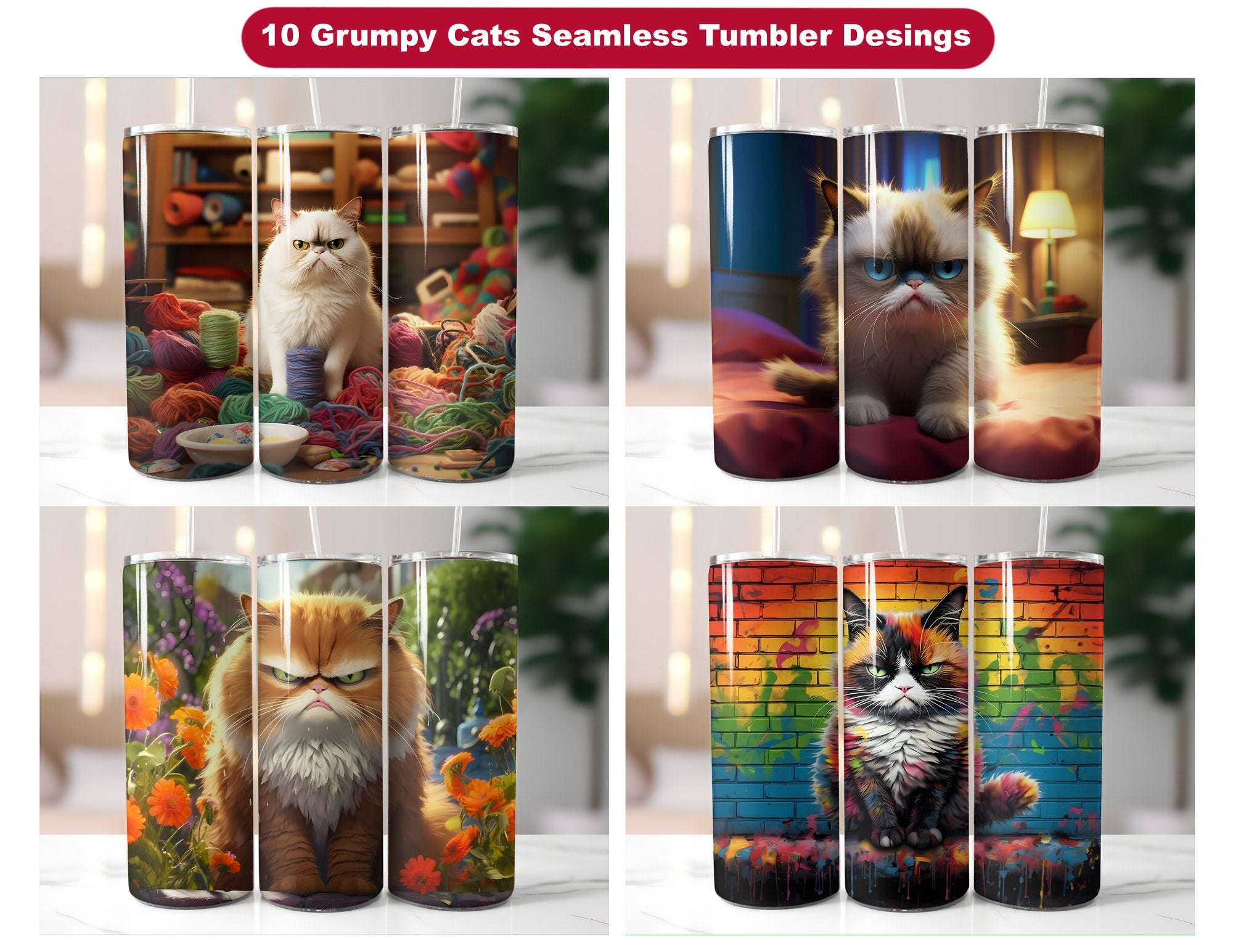 Grumpy Cats Tumbler Wrap - CraftNest