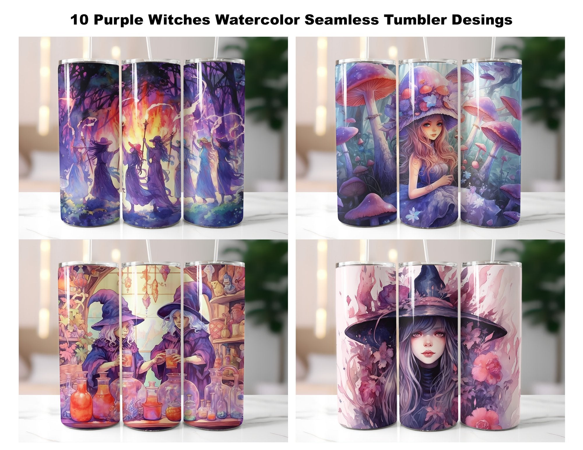 Purple Witches Tumbler Wrap - CraftNest