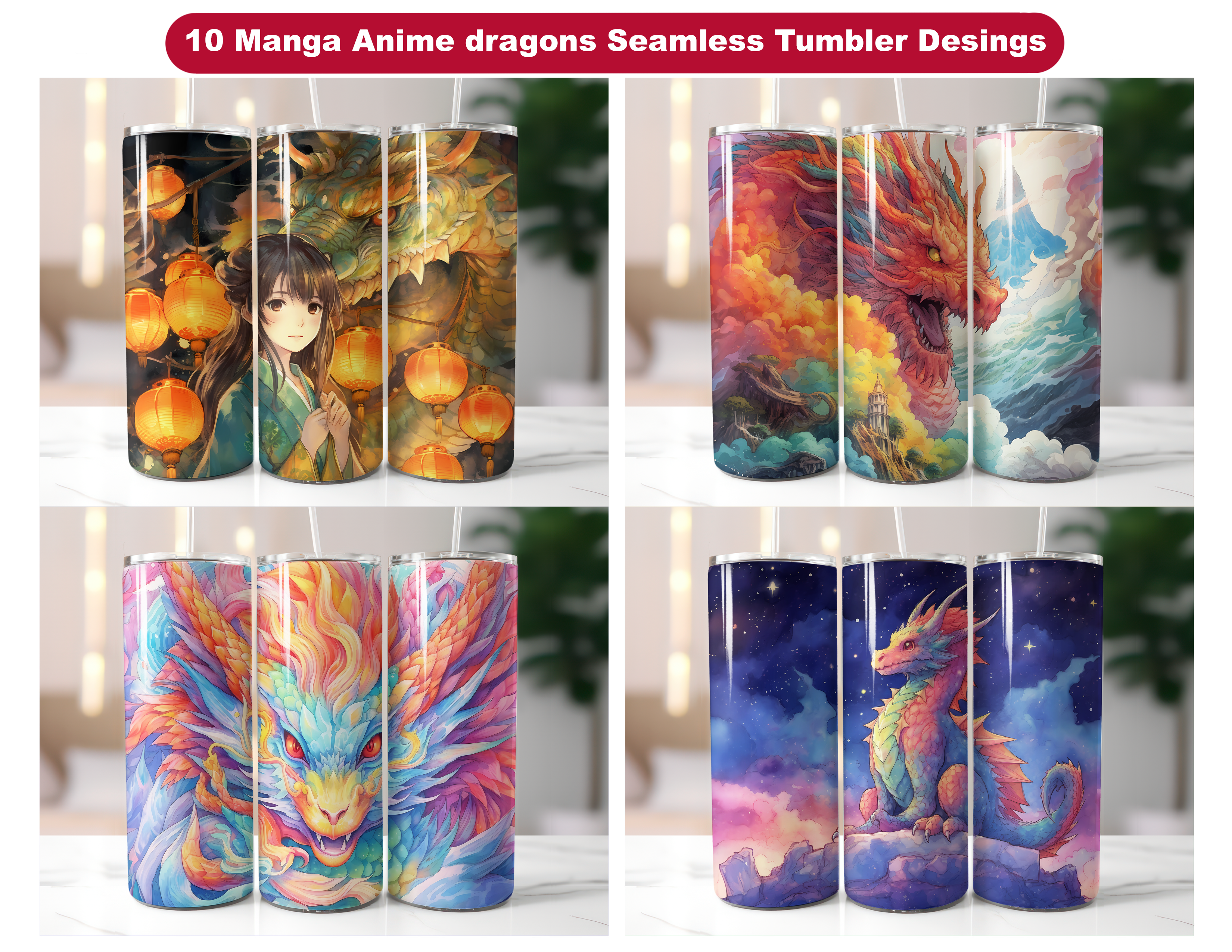 Manga Anime Dragons Tumbler Wrap - CraftNest