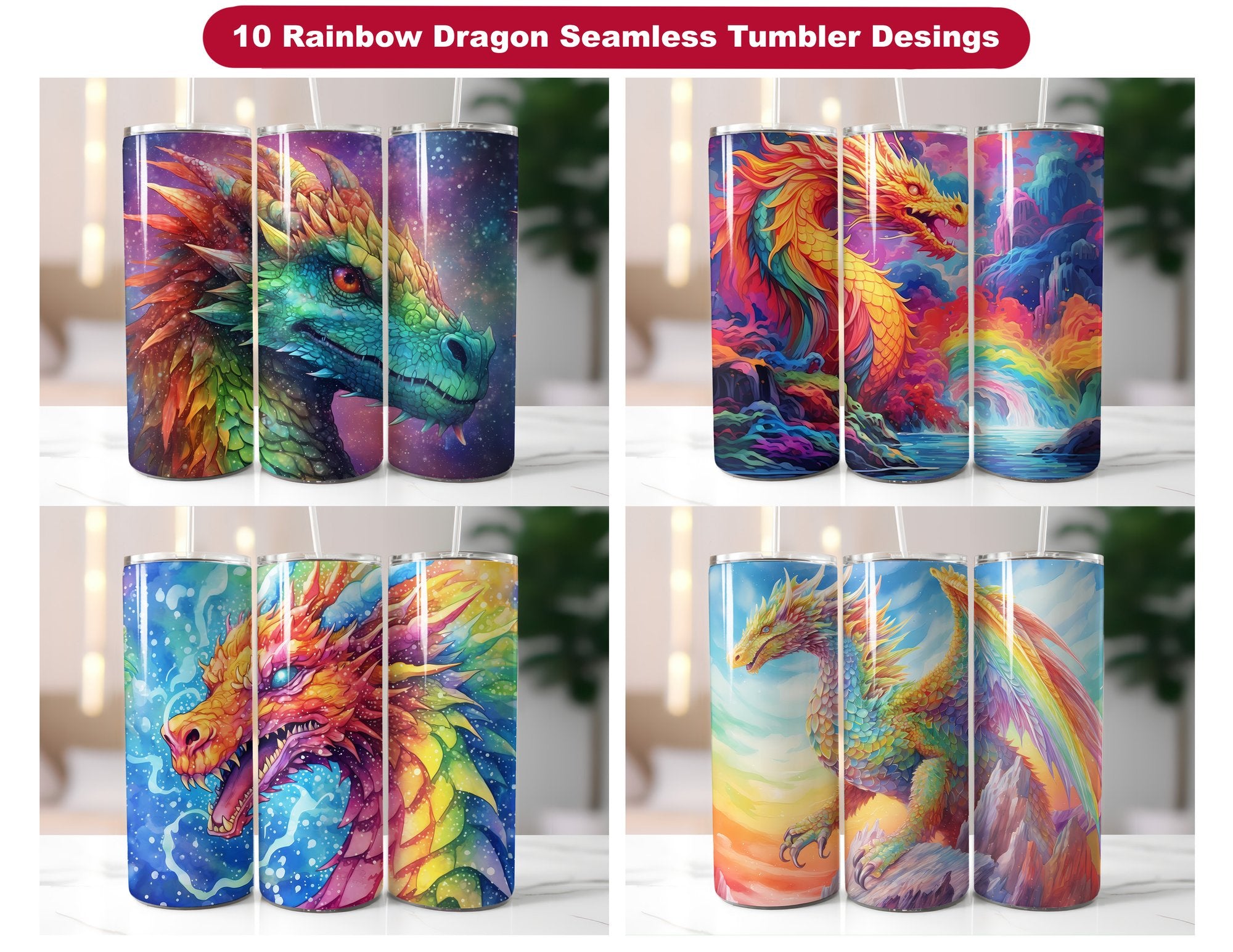 Rainbow Dragon Tumbler Wrap - CraftNest