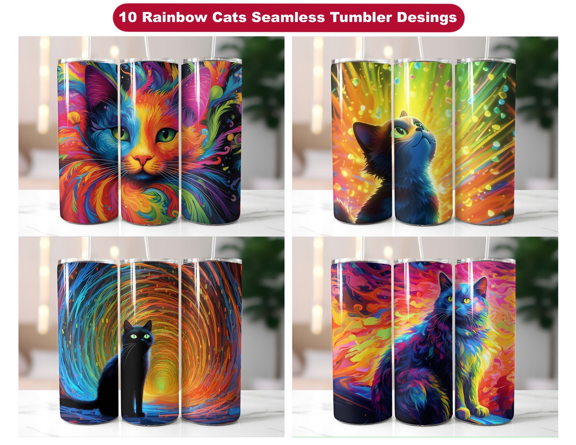 Rainbow Cats 1 Tumbler Wrap - CraftNest