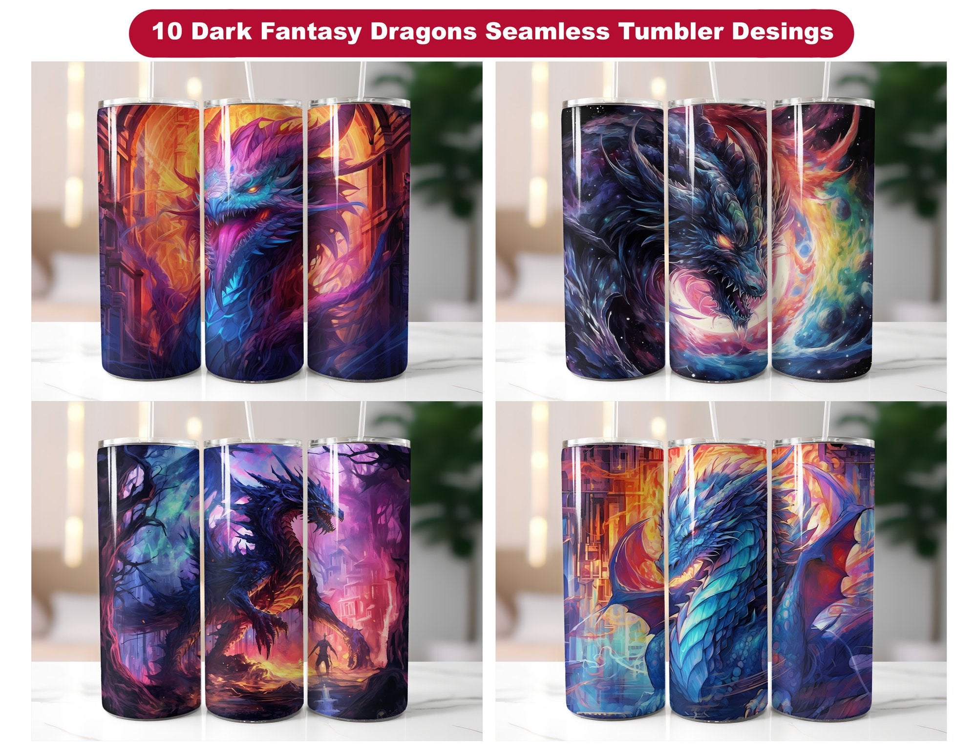 Dark Fanatasy Dragons Tumbler Wrap - CraftNest