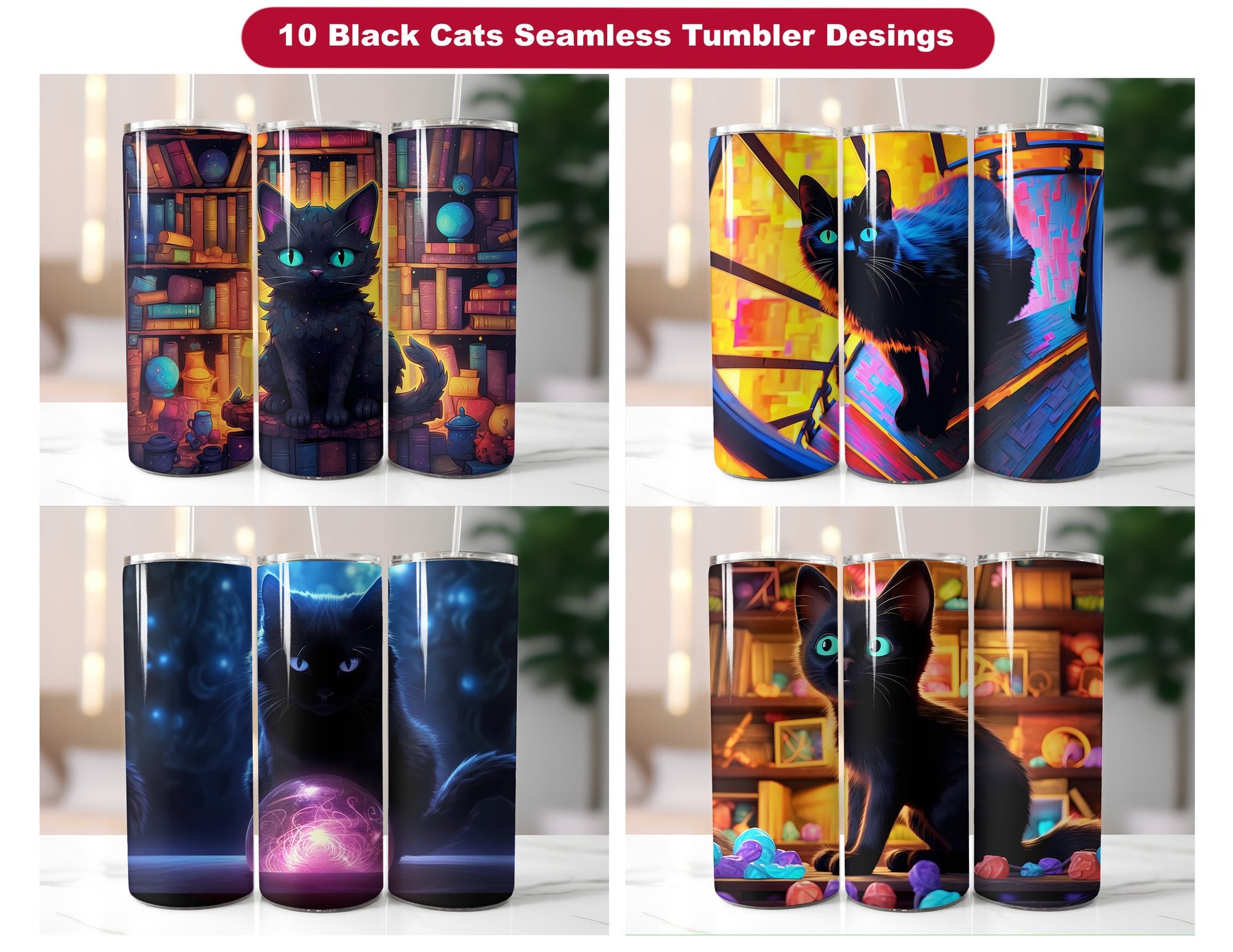 Black Cats Tumbler Wrap - CraftNest