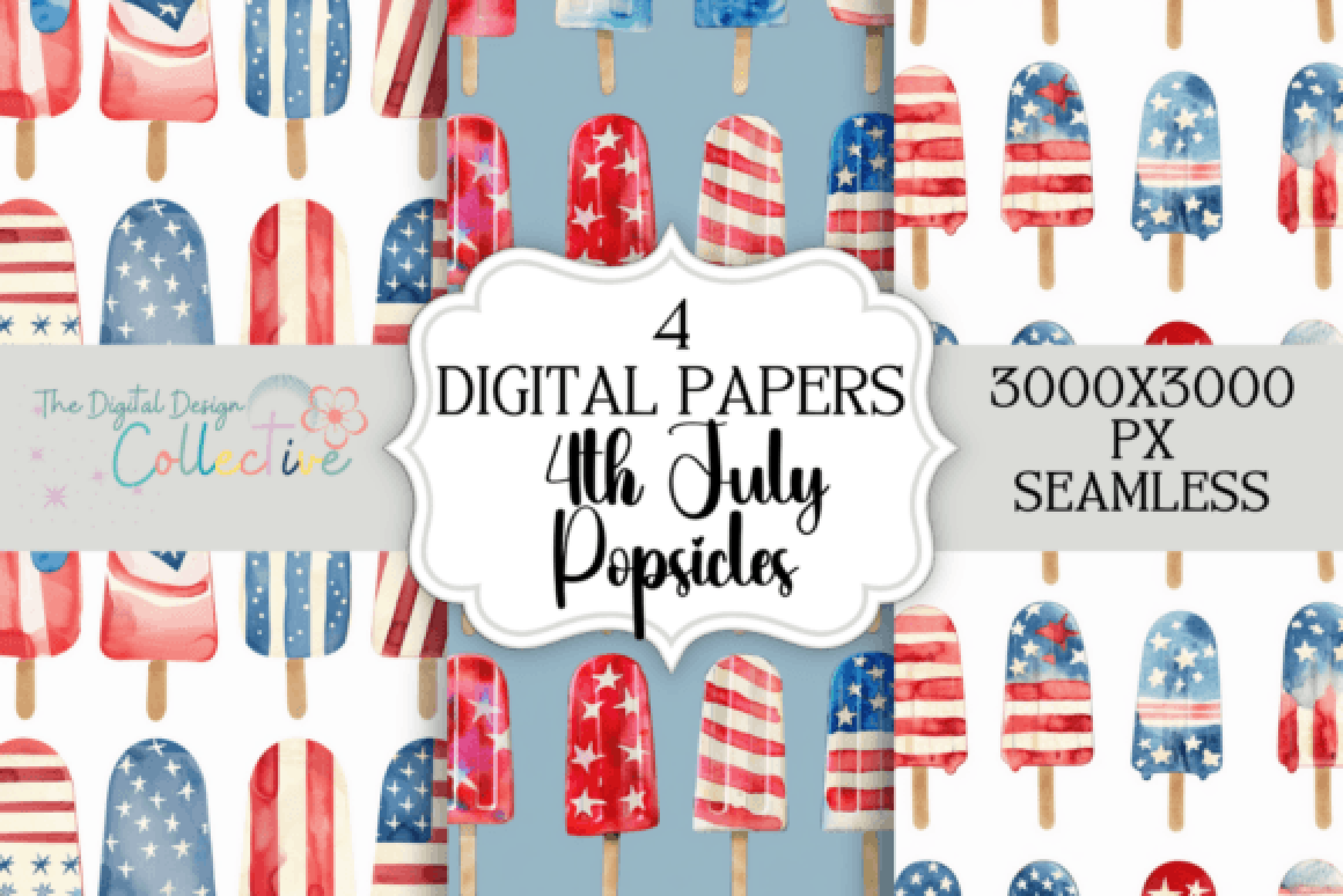 4th of July Popsicles Seamless Digital Paper