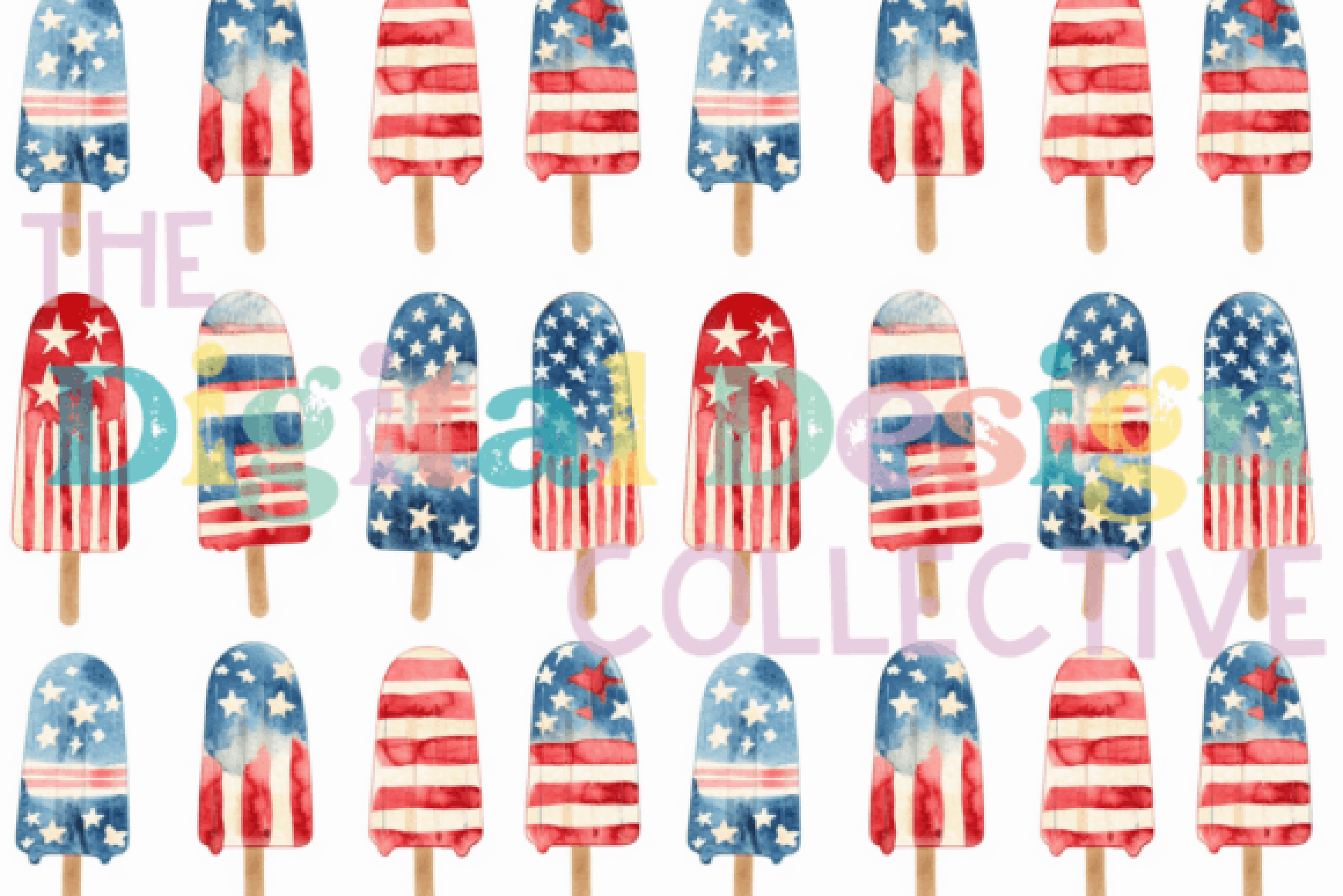 4th of July Popsicles Seamless Digital Paper