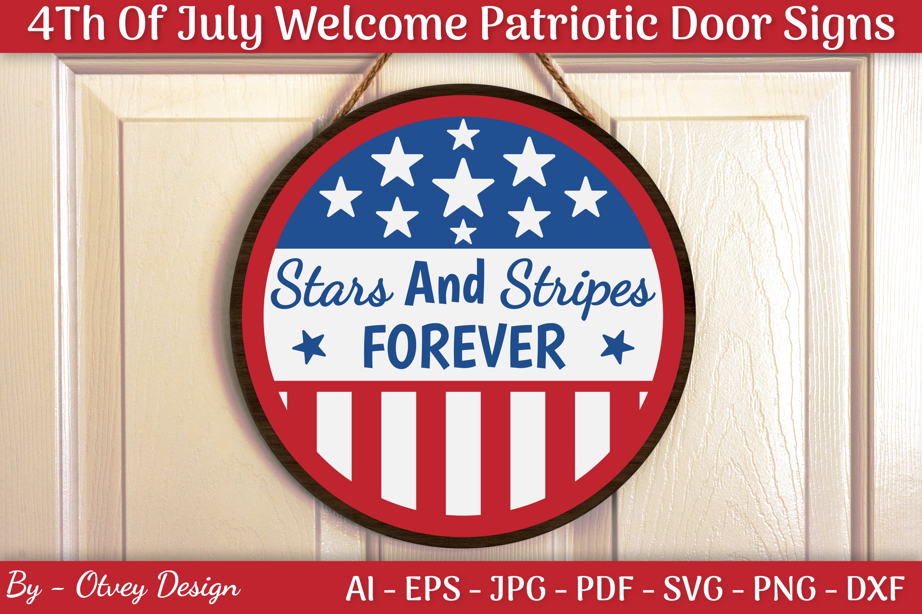 4th of July Patriotic Welcome Door Sign SVG Bundle