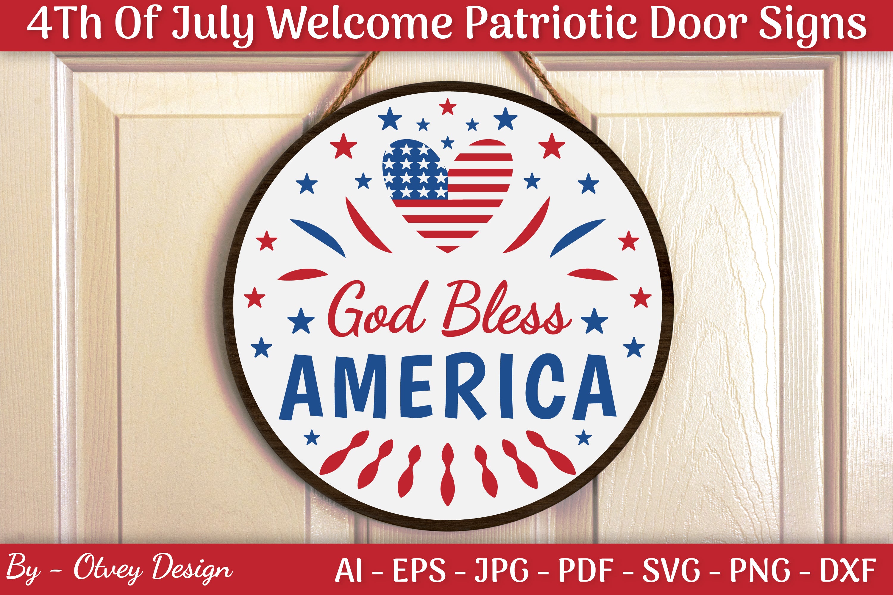 4th of July Patriotic Welcome Door Sign SVG Bundle