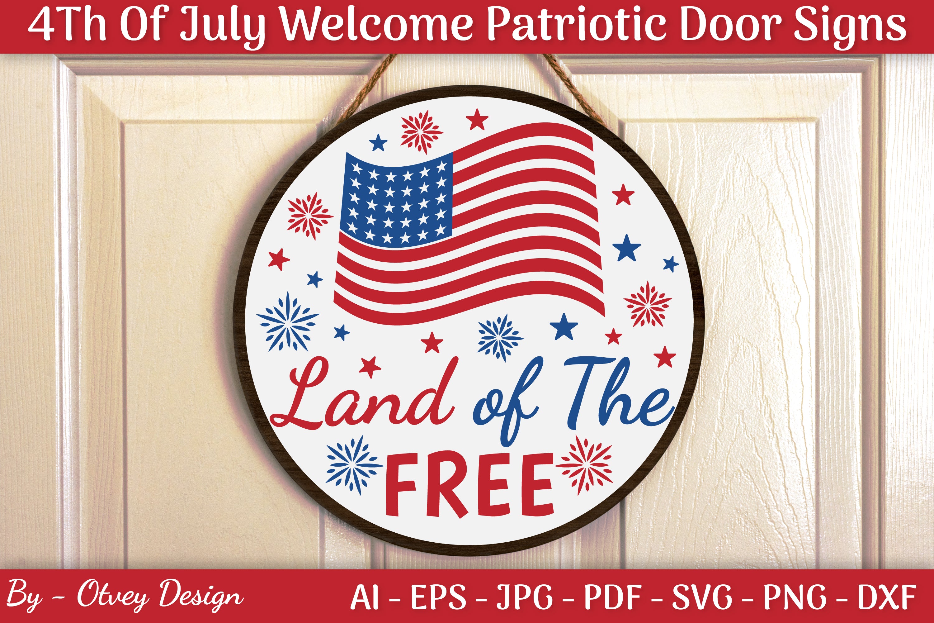 4th of July Patriotic Welcome Door Sign SVG Bundle