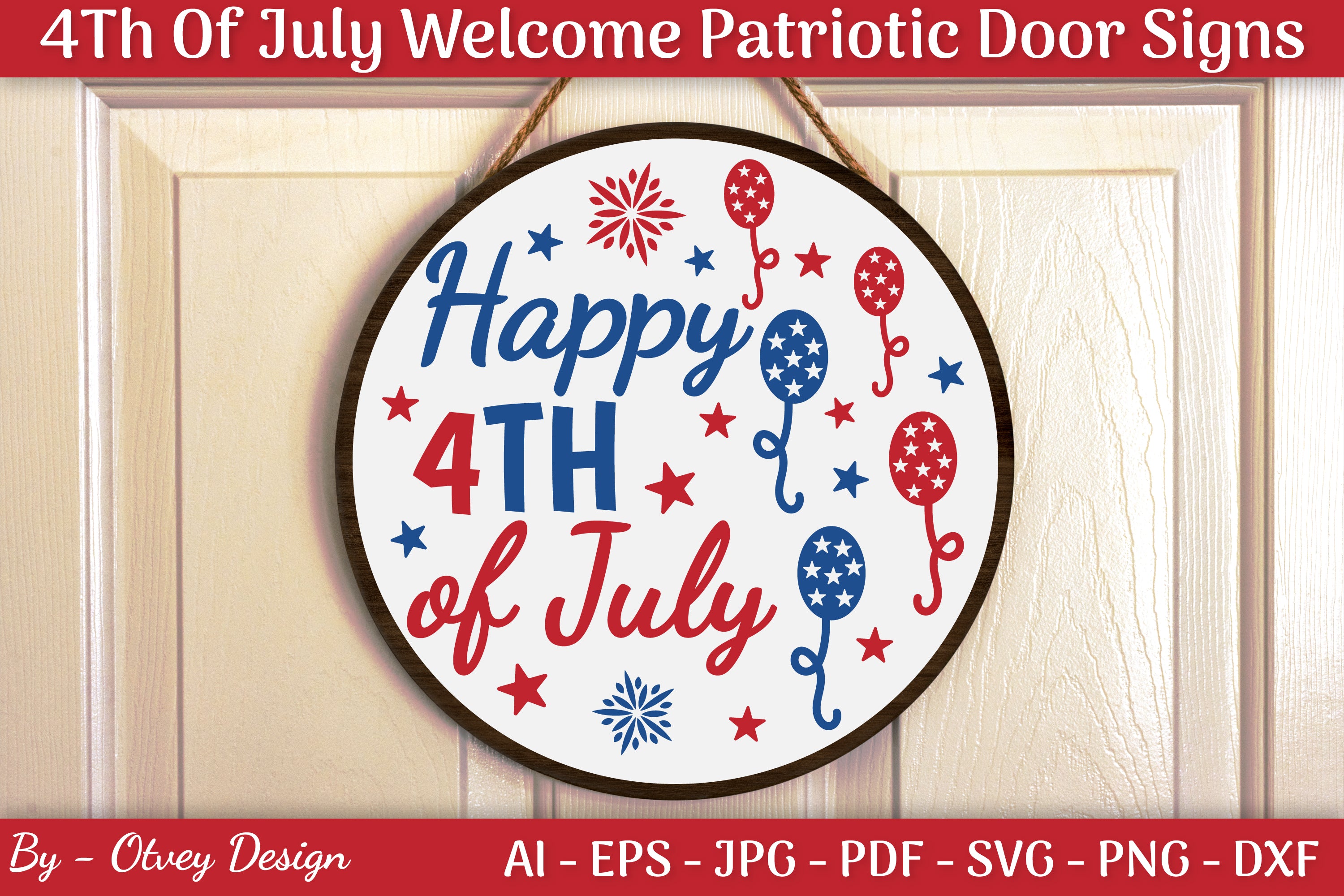 4th of July Patriotic Welcome Door Sign SVG Bundle