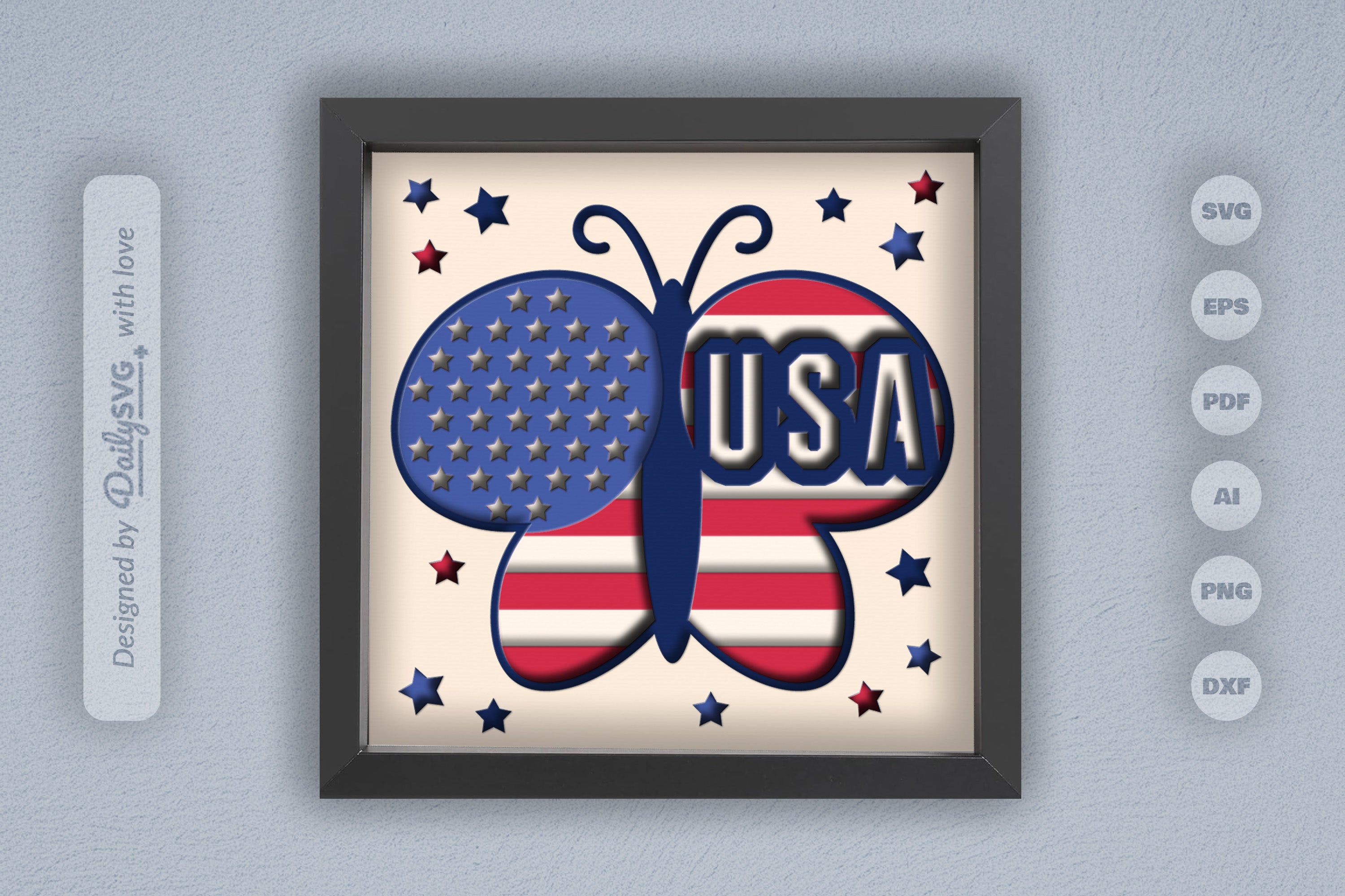 4th of July USA Butterfly Papercut SVG Bundle