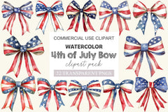 4th Of July Bow Design Clipart Bundle - CraftNest - Digital Crafting and Art