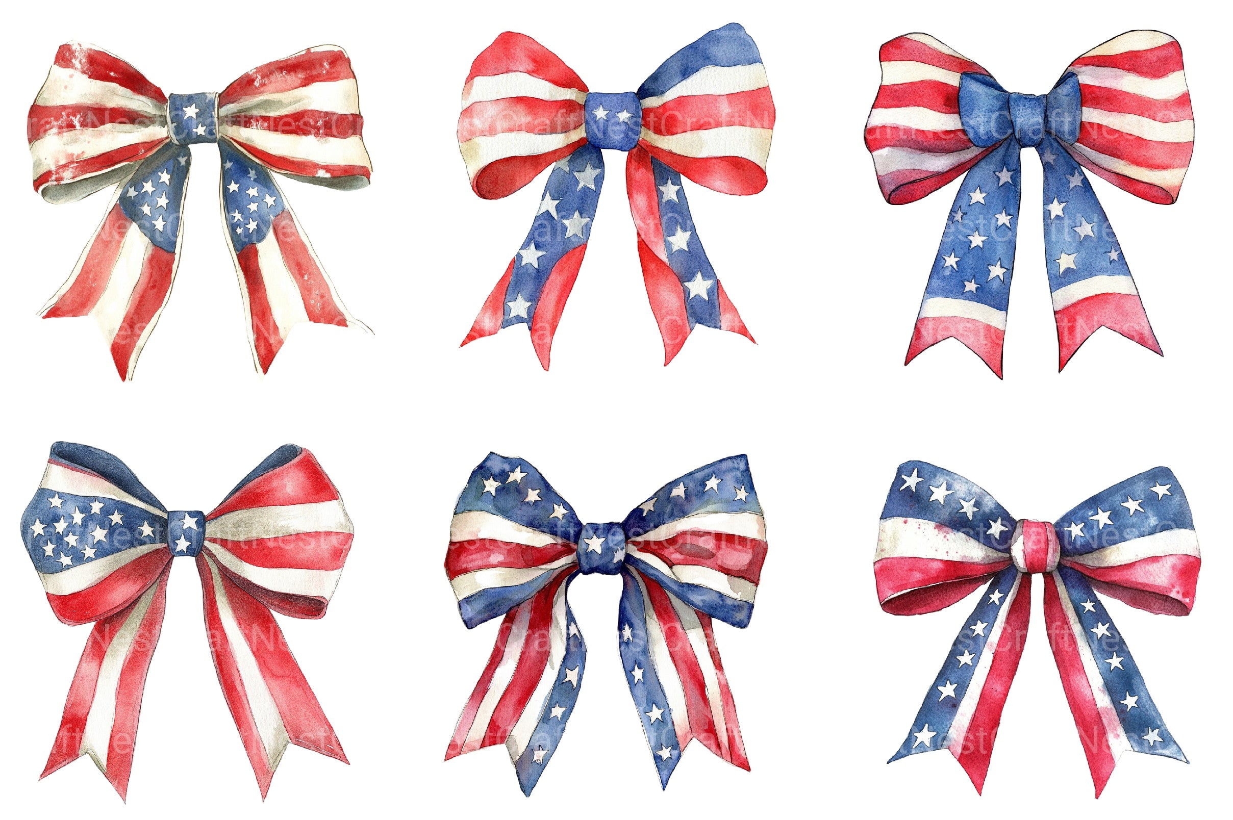 4th Of July Bow Design Clipart Bundle - CraftNest - Digital Crafting and Art