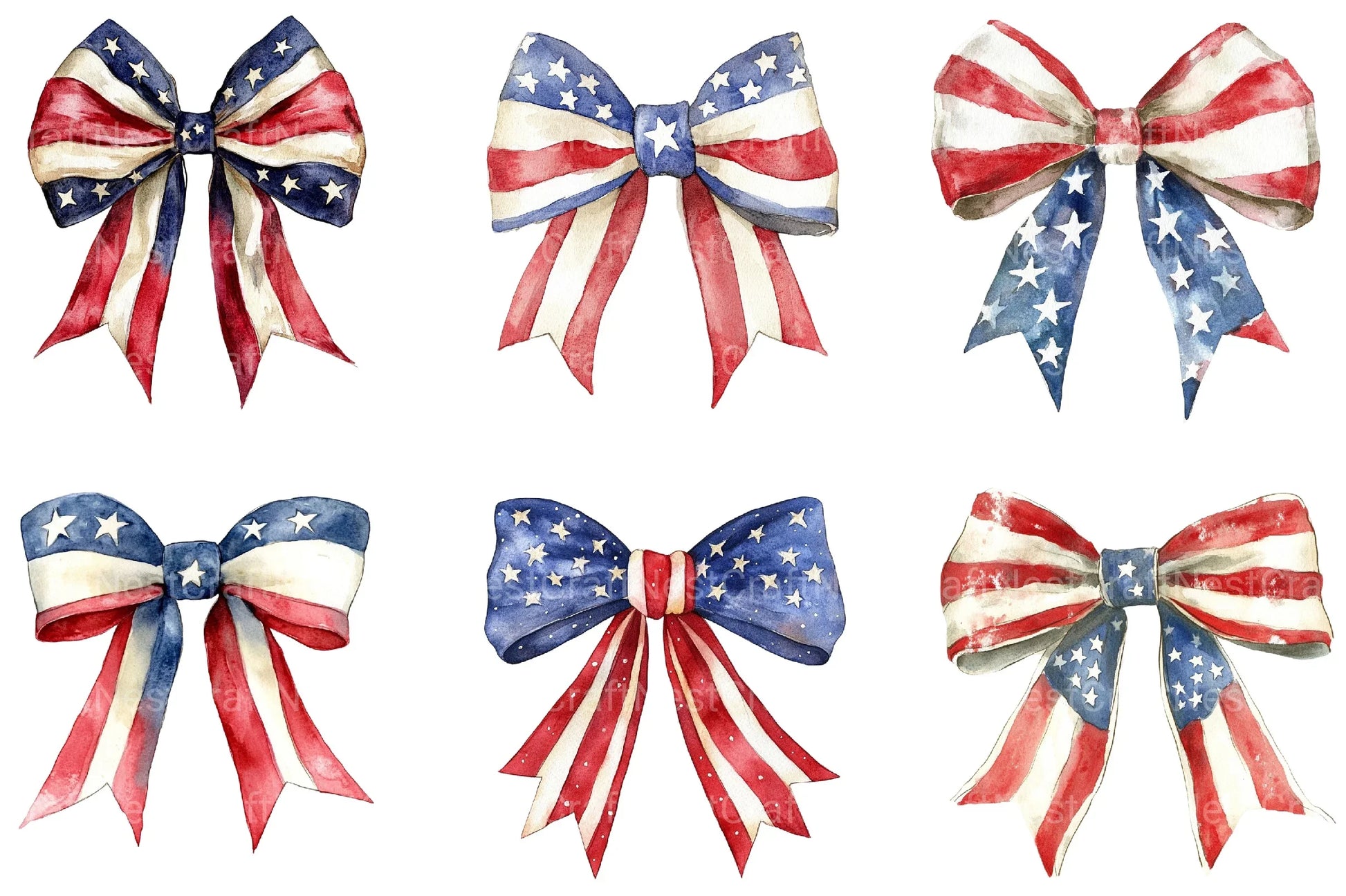 4th Of July Bow Design Clipart Bundle - CraftNest - Digital Crafting and Art