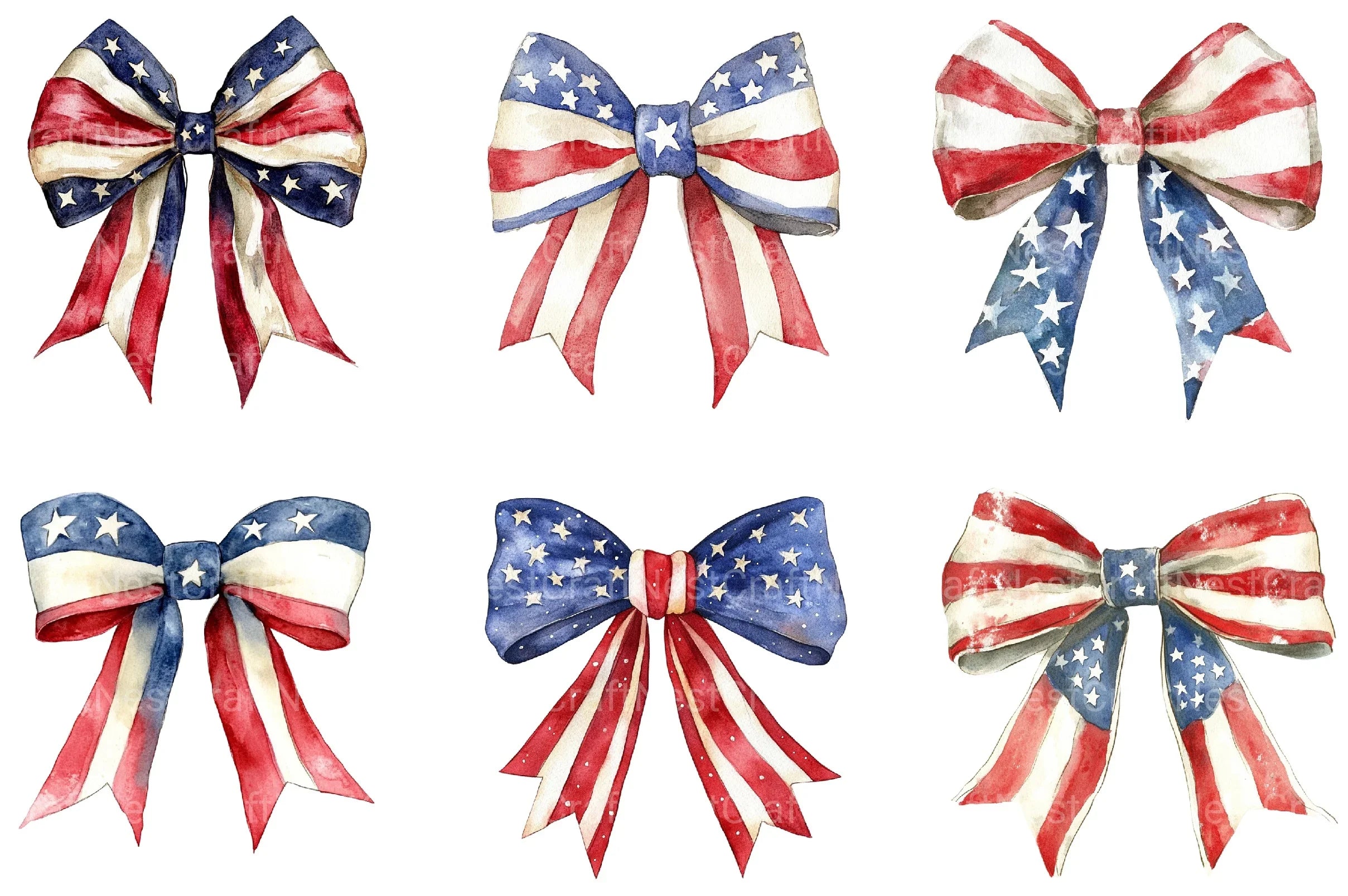 4th Of July Bow Design Clipart Bundle - CraftNest - Digital Crafting and Art