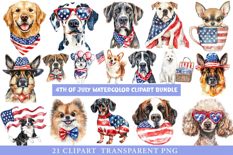 4th of July Dog Clipart Bundle - CraftNest - Digital Crafting and Art