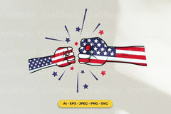 4th of July Patriotic Fist Bump SVG Bundle - CraftNest - Digital Crafting and Art