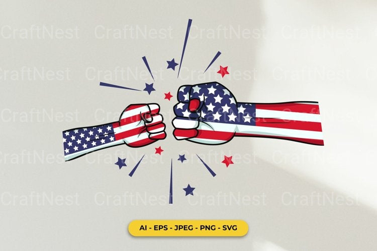 4th of July Patriotic Fist Bump SVG Bundle - CraftNest - Digital Crafting and Art